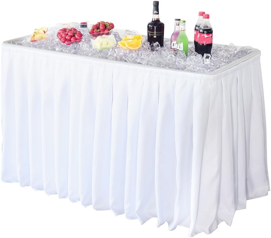 4' Portable Folding Party Ice Bin Table with Skirt - White